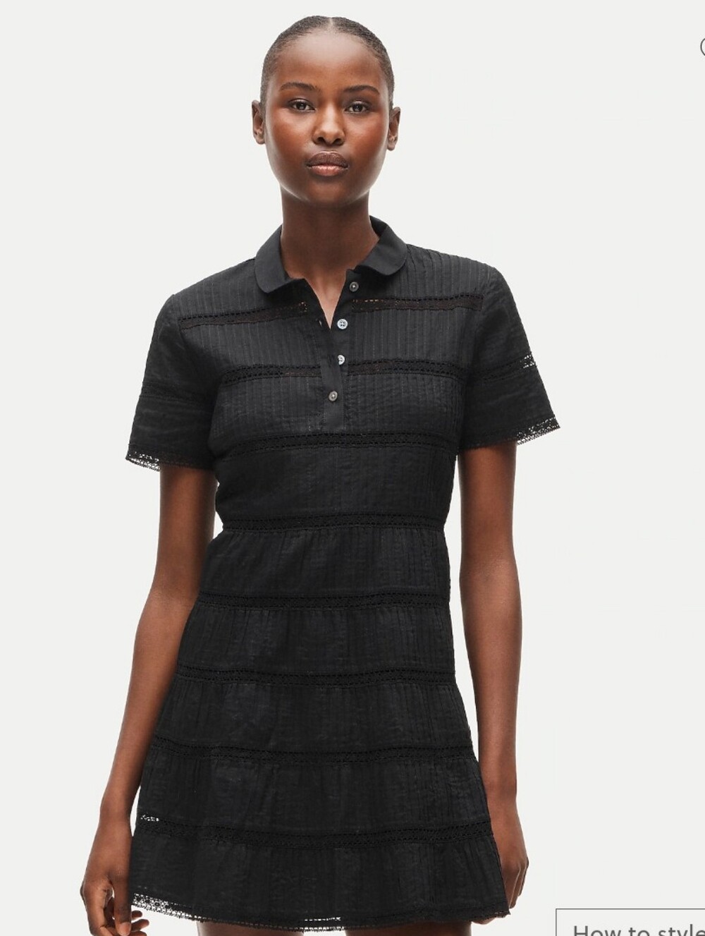 J Crew Tiered shirt-dress in cotton voile CV635 Size 6 Black